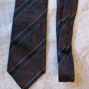 Canali Men Tie 100% Silk Floral Paisley ,made in Italy,brown/navy